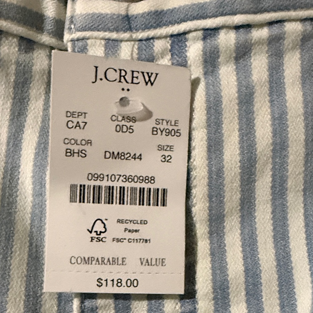 J.Crew Blue and White Striped Wide-Leg Pants